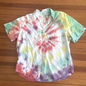 J. Crew Men Short Sleeve Oxford Tie Dye Shirt XL